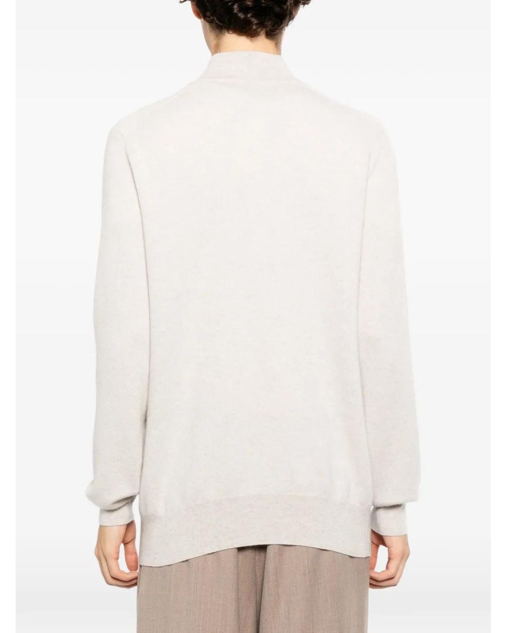 N.Peal Cashmere White Half-Button Sweater for men