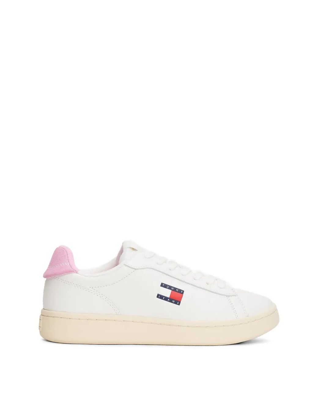 Tommy Hilfiger White Court Logo-Patch Leather Sneakers