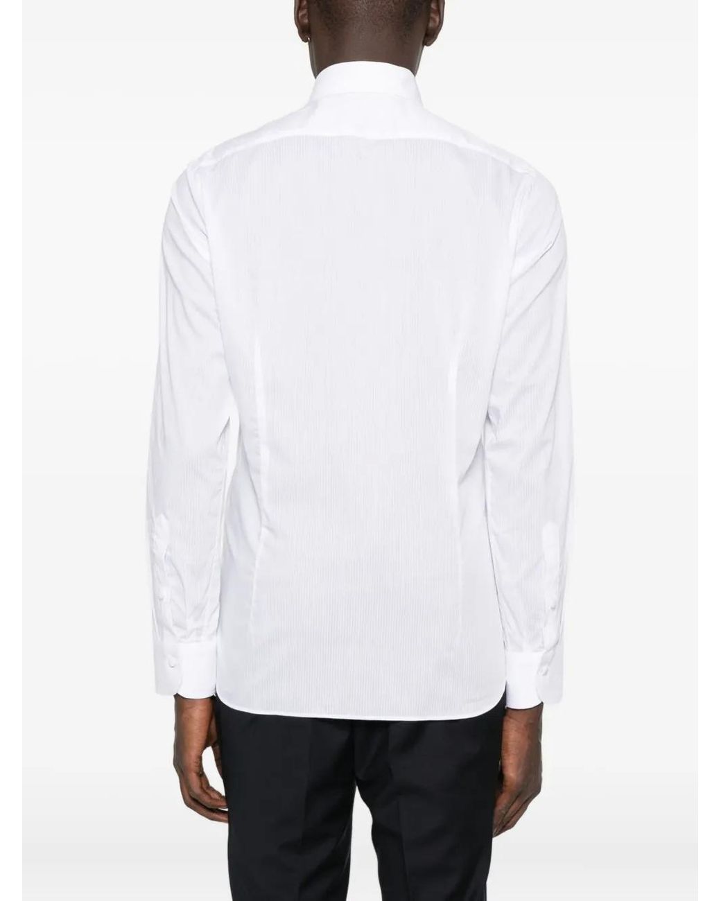 Tagliatore White Striped Cotton Shirt for men