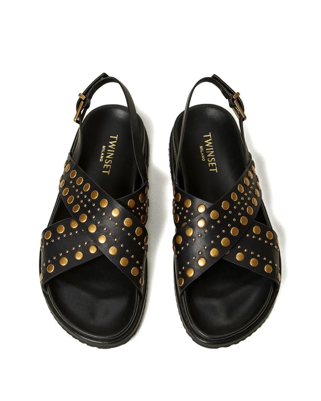 Twinset Black Crossover Strap Sandals