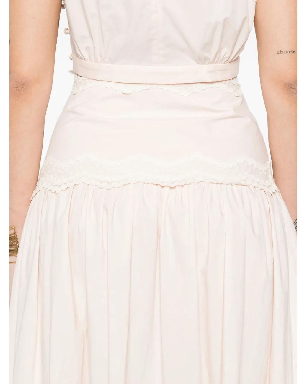 Sandro White Maxi Cotton Skirt With Trim