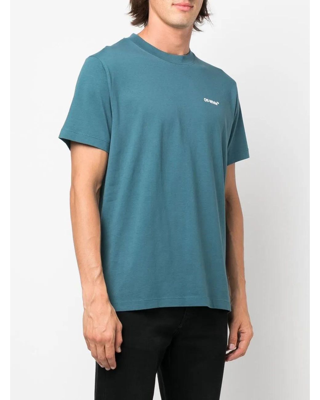 Off-White c/o Virgil Abloh Blue Chain-Link Arrows-Print T-Shirt for men