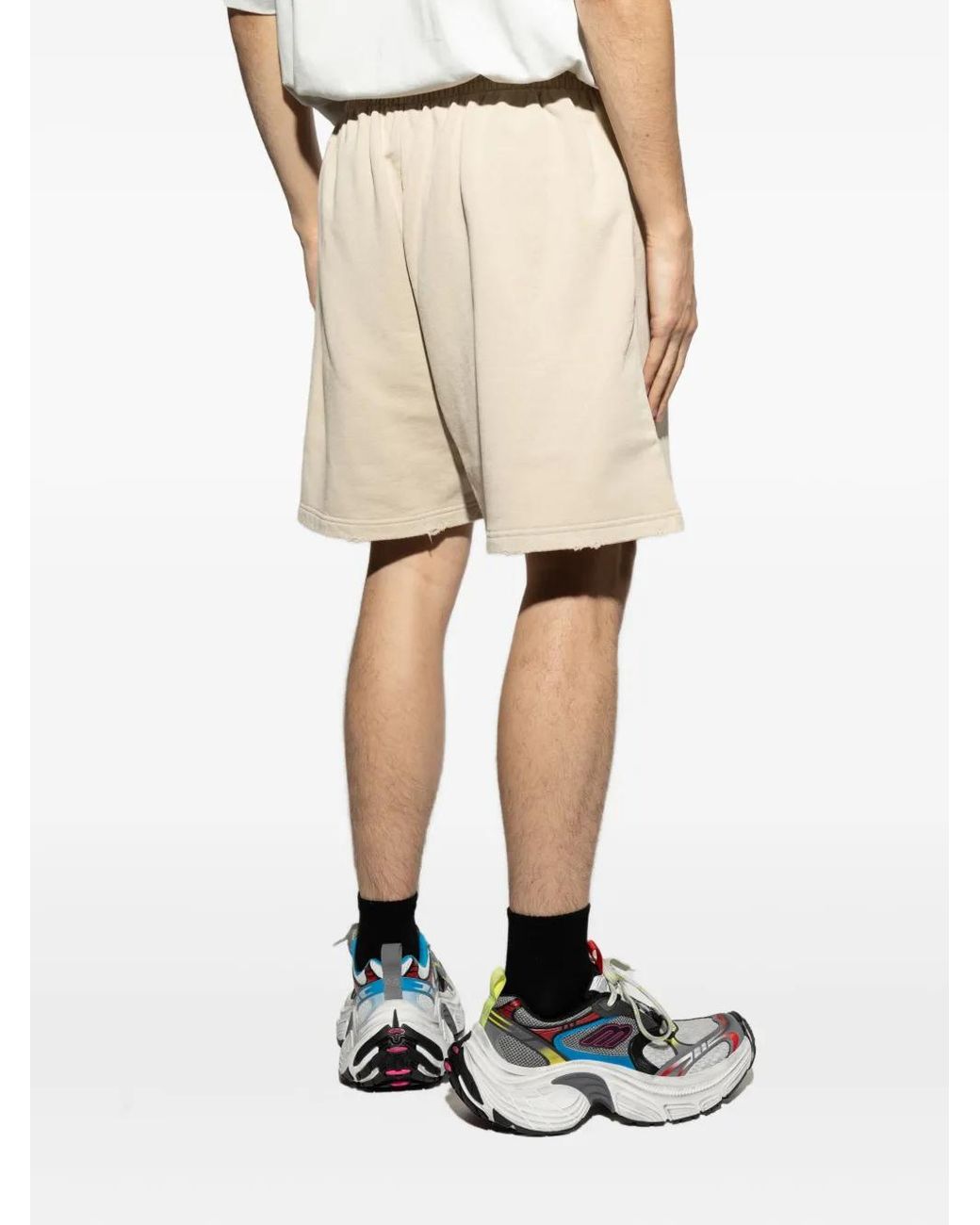 Balenciaga Natural Logo-Embroidered Bermuda Shorts for men