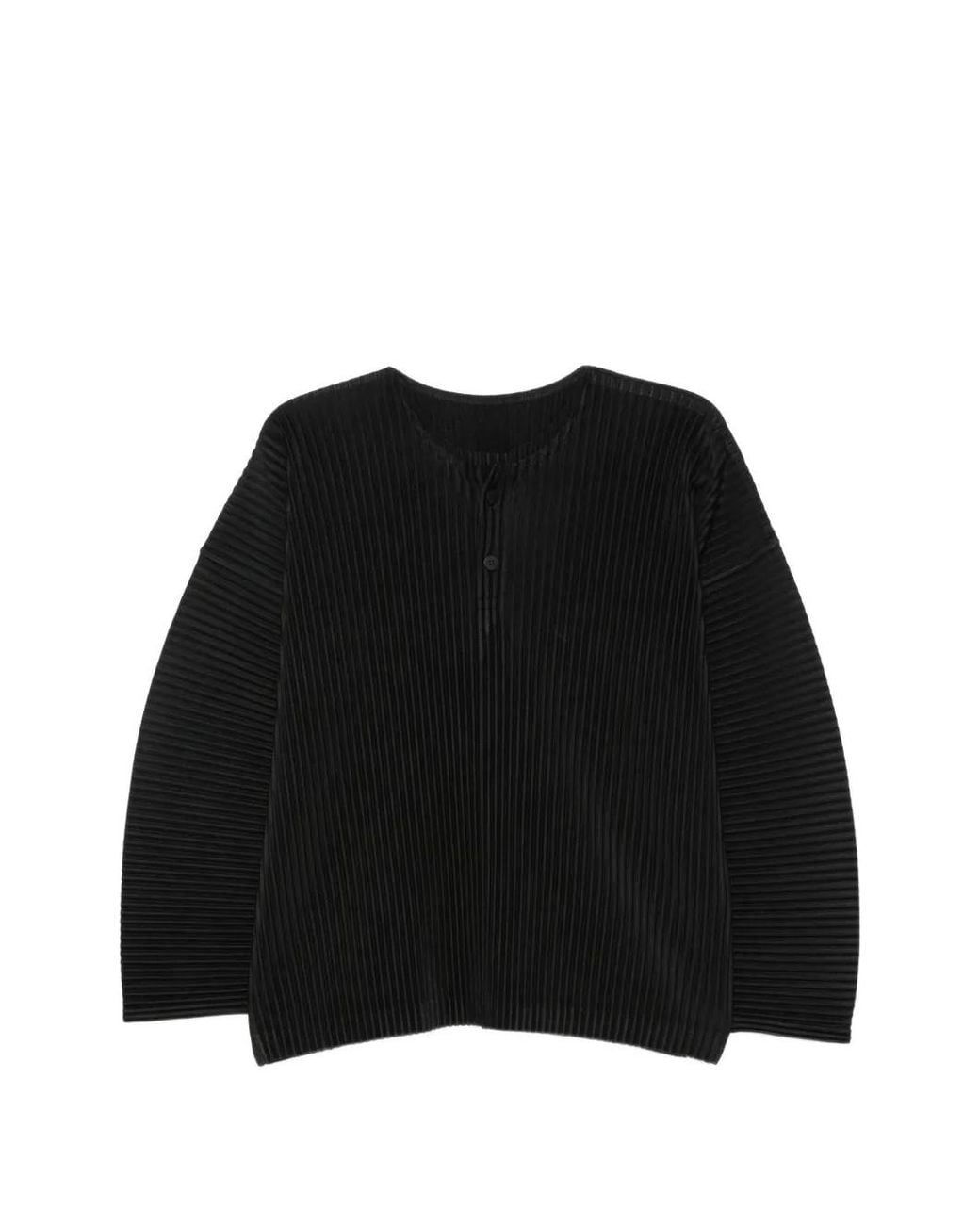 Homme Plissé Issey Miyake Black Pleated Long-Sleeve T-Shirt for men
