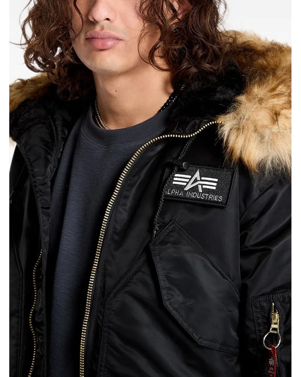 Alpha Industries Black Veste Bomber 45/P À Capuche for men