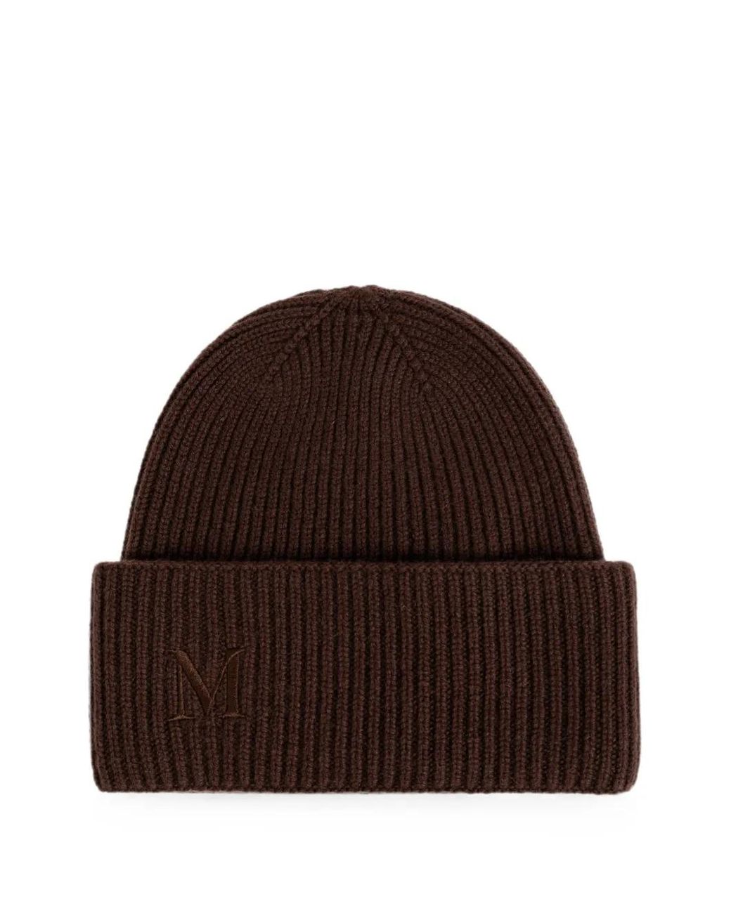 Max Mara Brown Ribbed Cashmere Beanie