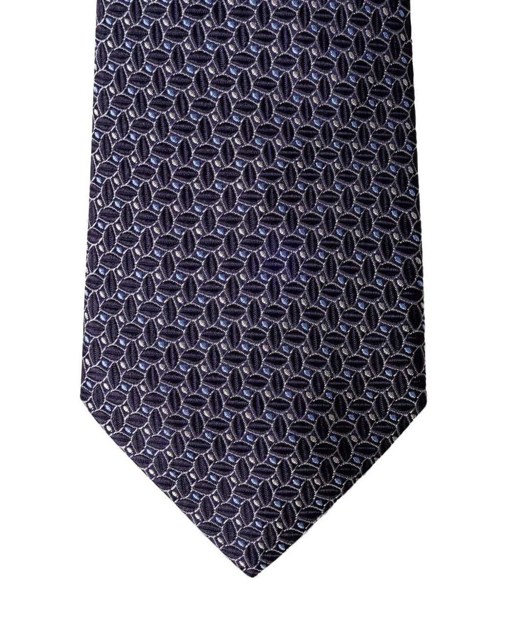 Hackett Blue Geometric-Pattern Silk Tie for men