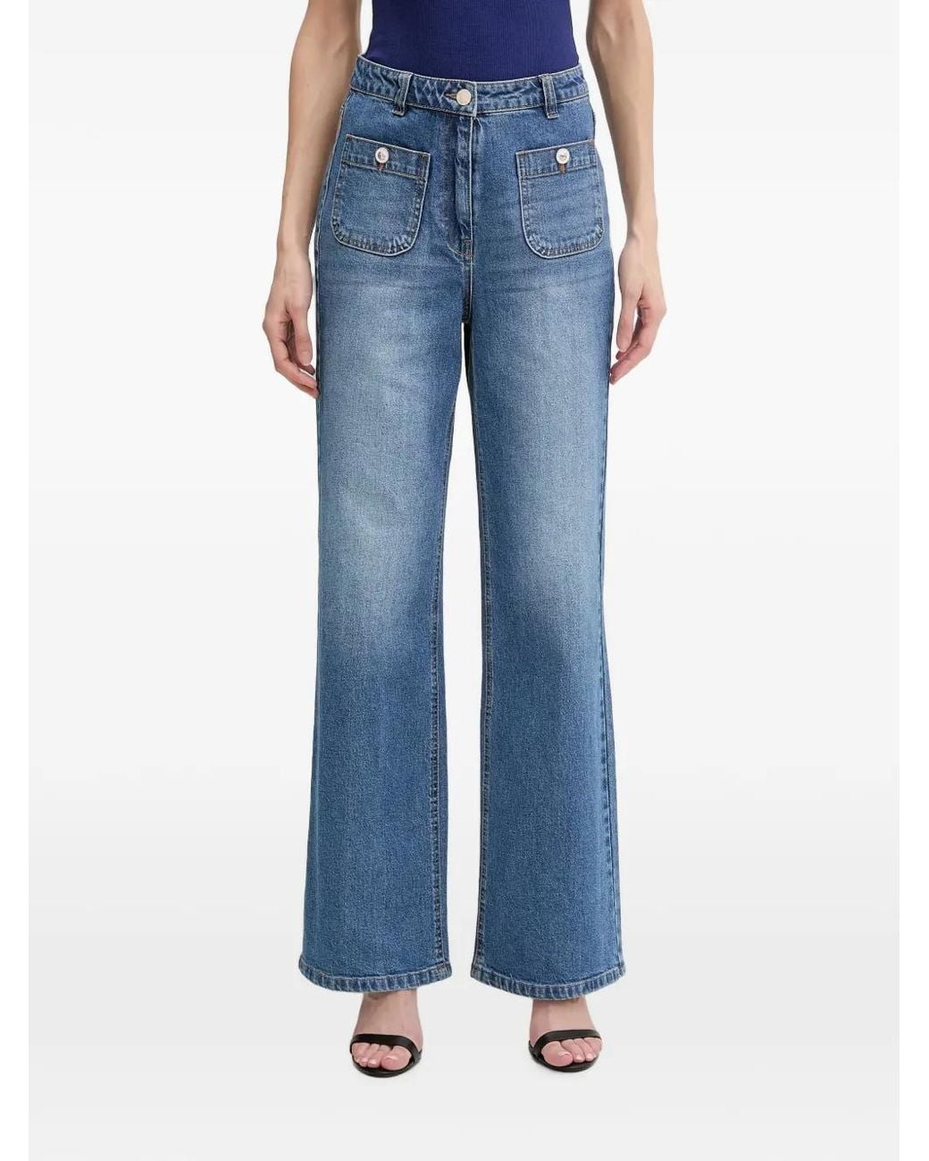 Morgan Blue Jean Ample À Poches Boutonnées