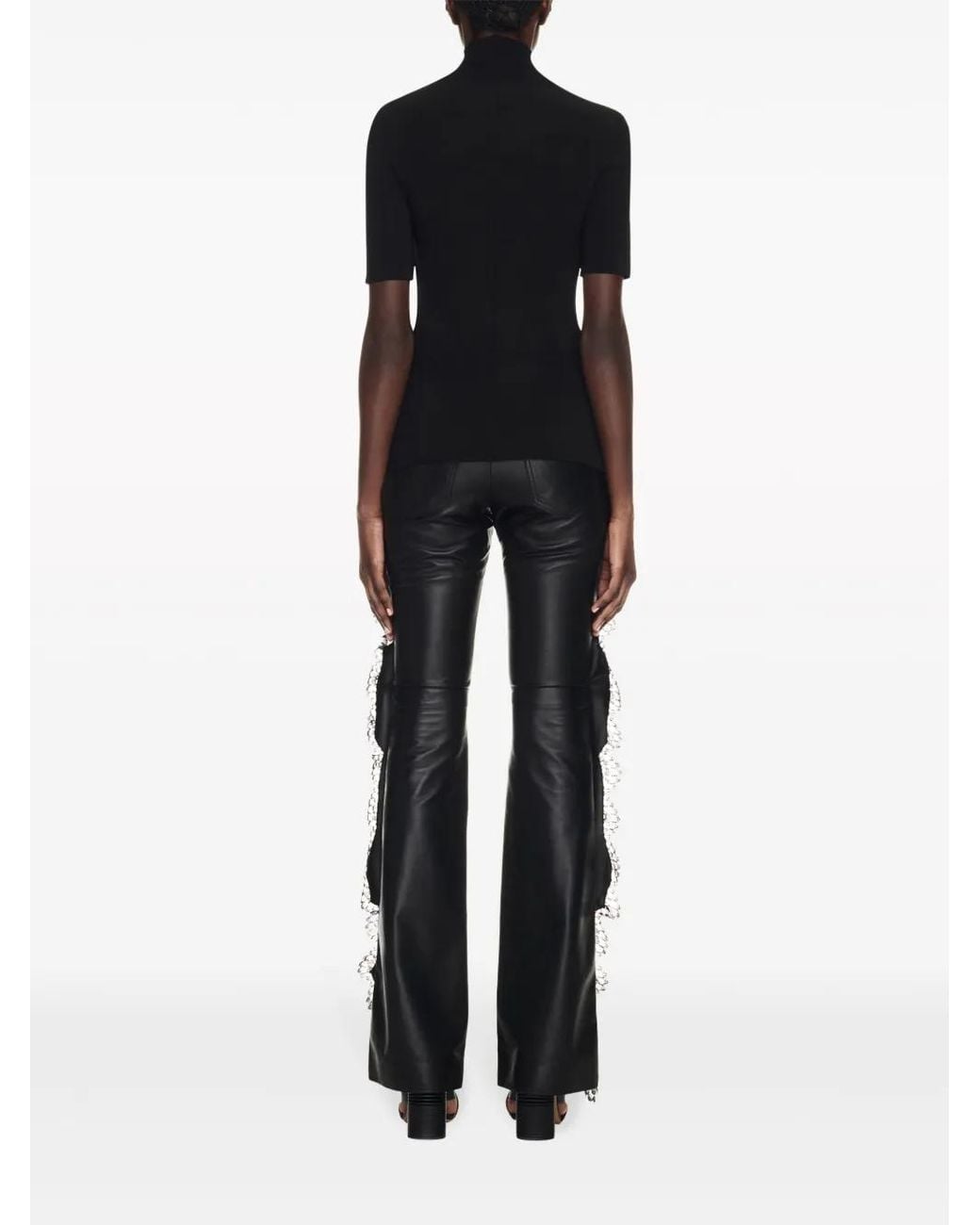 Off-White c/o Virgil Abloh Blue Lace-Trim Leather Trousers