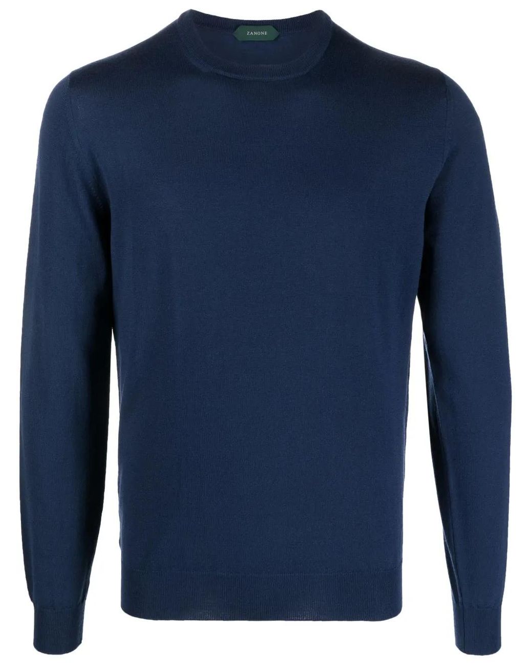 Zanone Blue Fine-Knit Crew-Neck Jumper for men