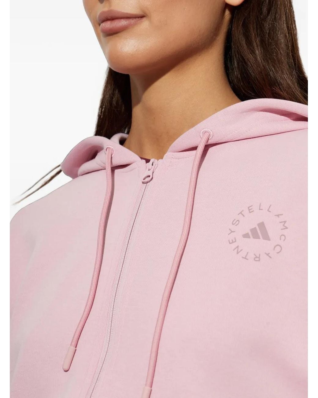 Adidas By Stella McCartney Pink X Stella Mccartney Logo-Print Zip-Up Hoodie