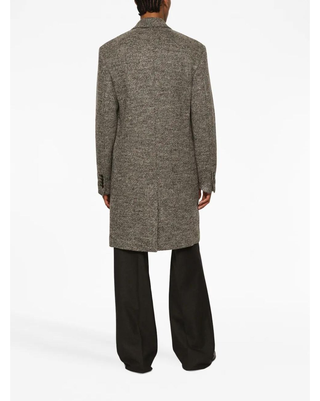 Dolce & Gabbana Gray Single-Breasted Melange Coat for men