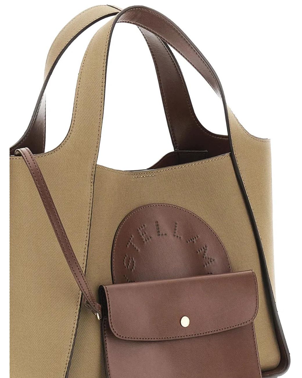 Stella McCartney Brown Sac Cabas En Toile À Patch Logo