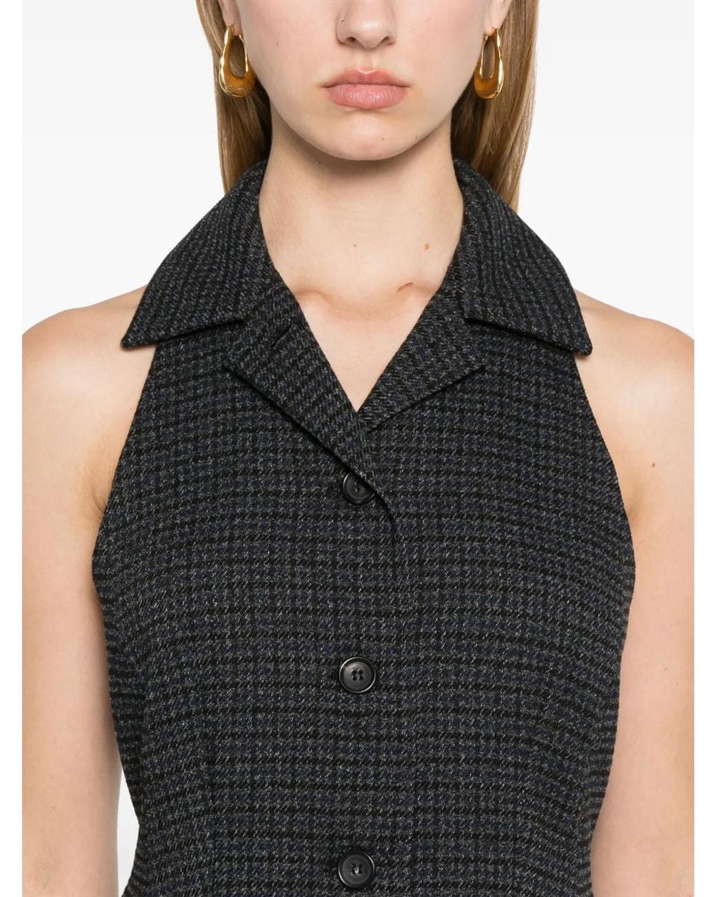 Philosophy Di Lorenzo Serafini Black Houndstooth Mini Dress