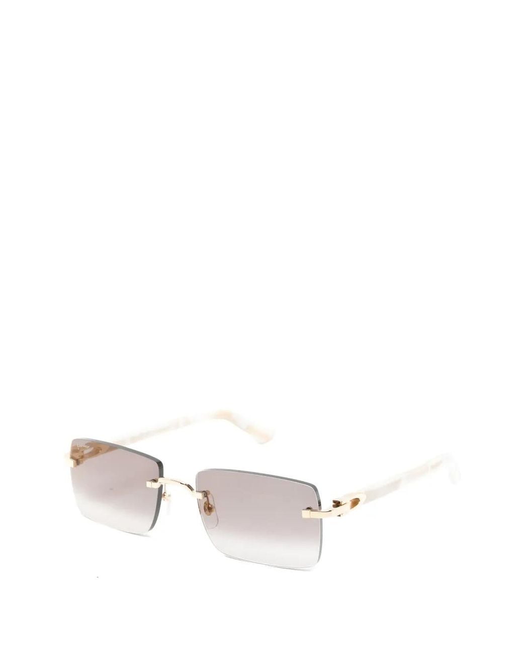 Cartier White Rimless Rectangle-Frame Sunglasses
