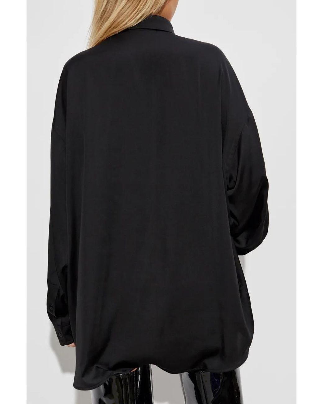 Balenciaga Blue Logo Embroidered Shirt