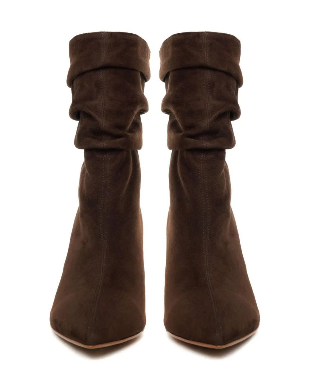 Ginissima Brown 65Mm Eva Ruched Suede Boots