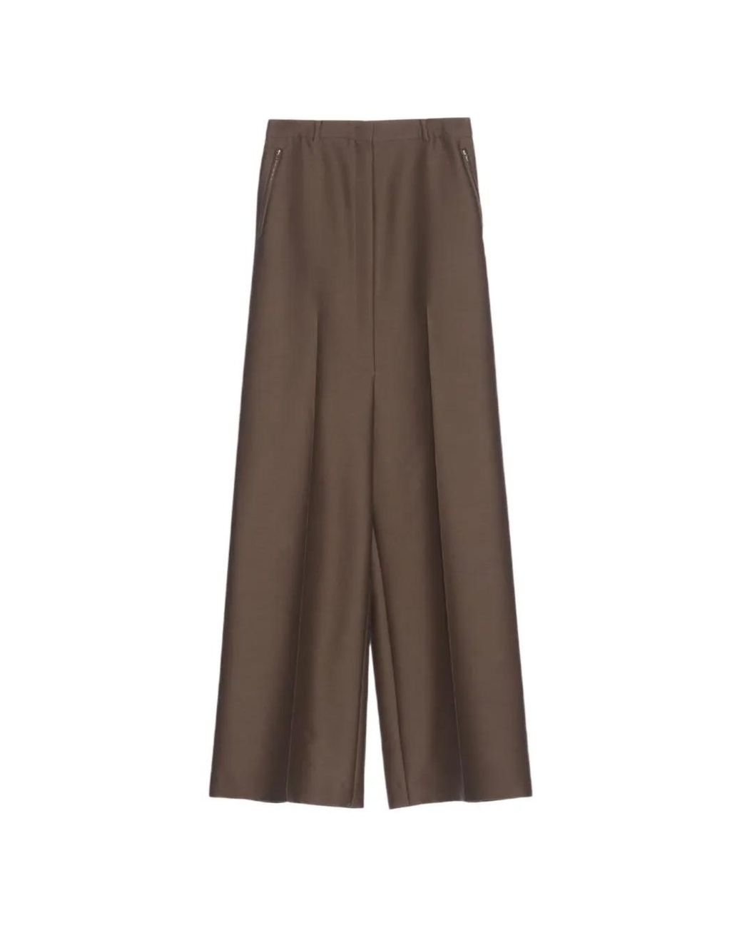 Pushbutton Brown Zip-Pocket Trousers