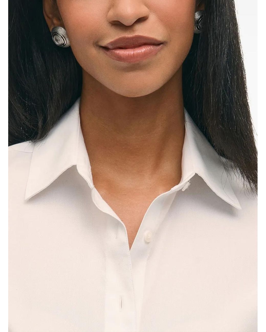 Brooks Brothers White Long-Sleeve Blouse