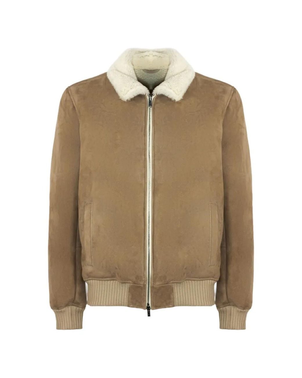 Volfagli Natural Big Ben Fur-Collar Suede Jacket for men