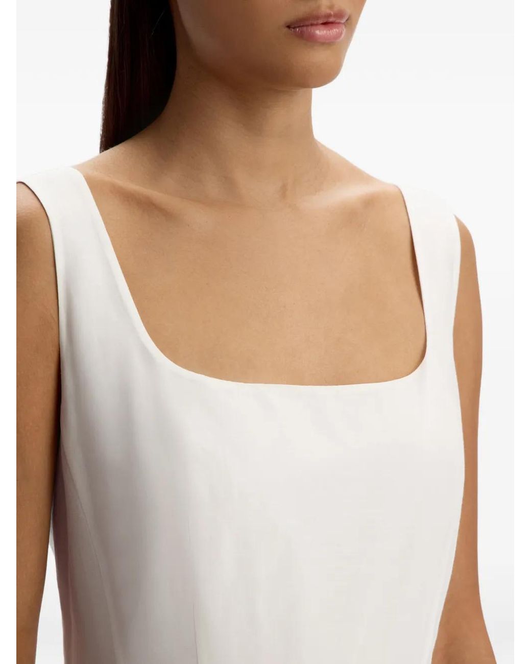 12 STOREEZ White Square-Neck Midi Dress
