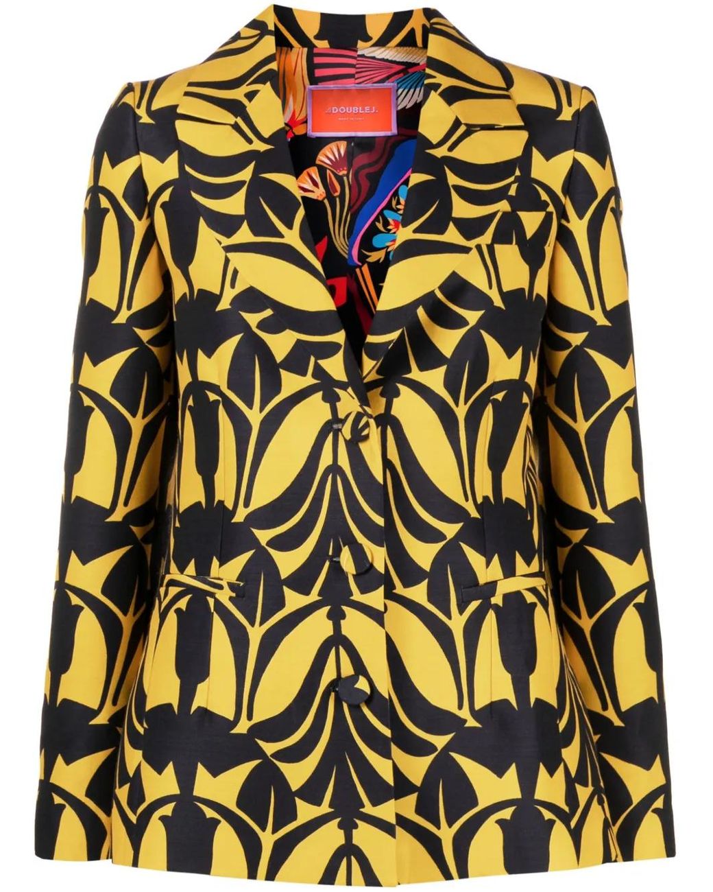 LaDoubleJ Yellow 24/7 Papyrus-Print Cady Blazer