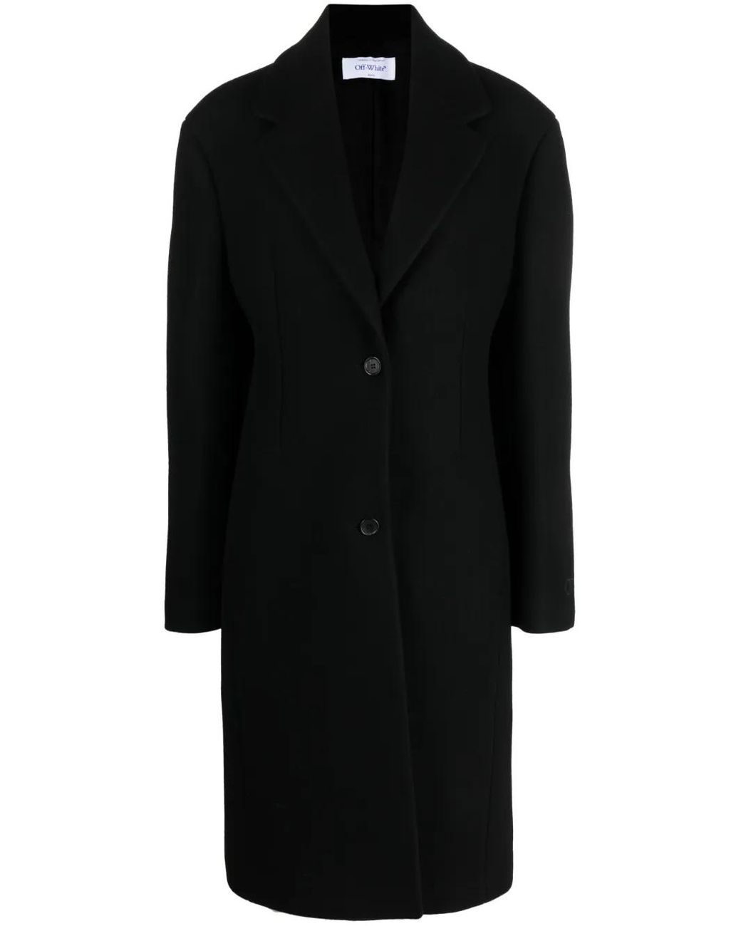 Off-White c/o Virgil Abloh Black Logo-Embroidered Single-Breasted Coat