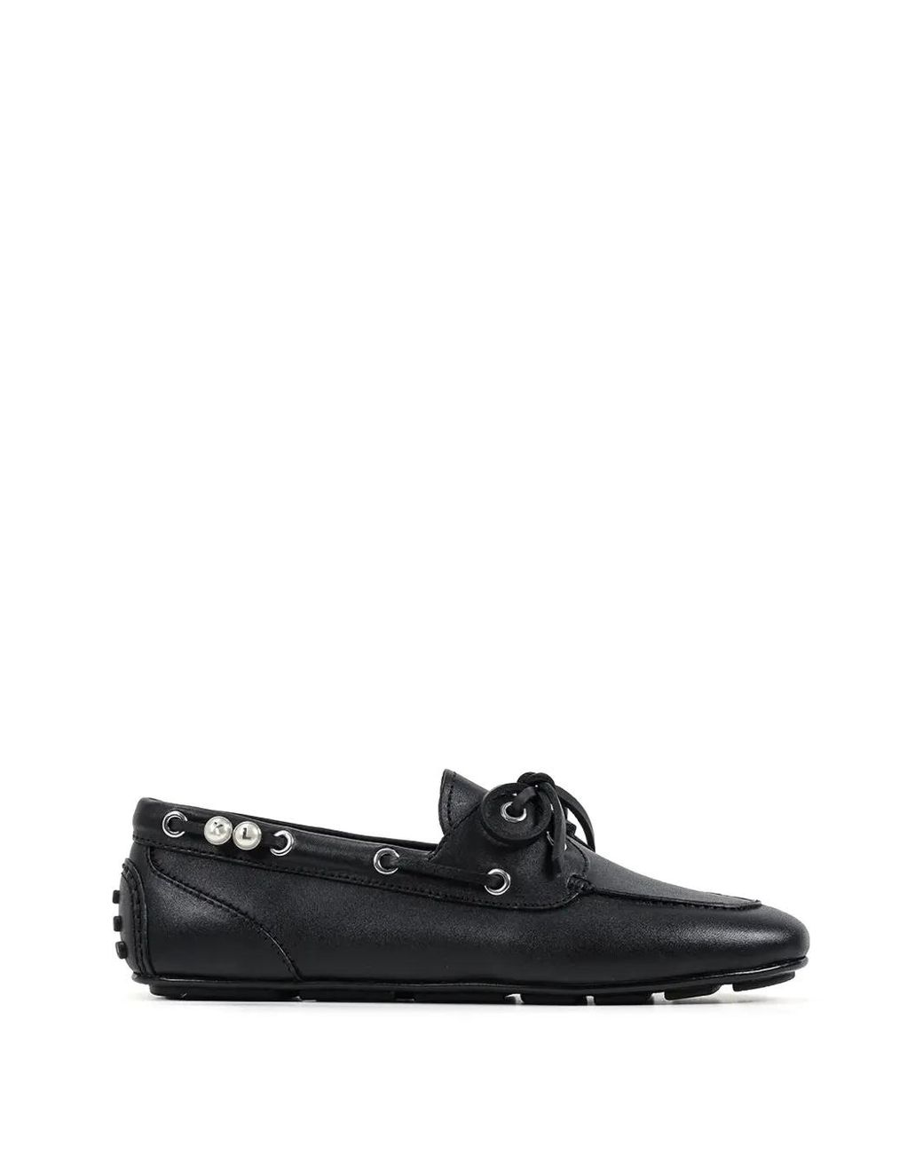 Karl Lagerfeld White Mocassins À Lacets Et Ornements De Perles