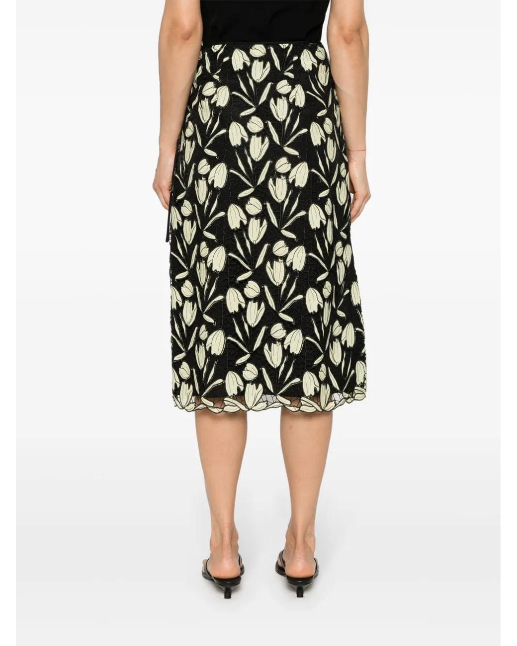 Paul Smith Black Guipure-Lace Midi Skirt