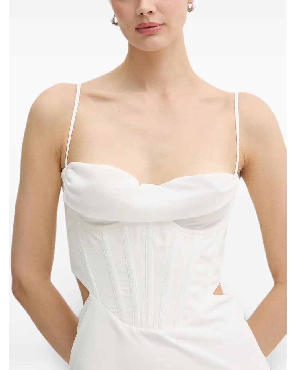 Bardot White Cut-Out Corset Midi-Length Dress