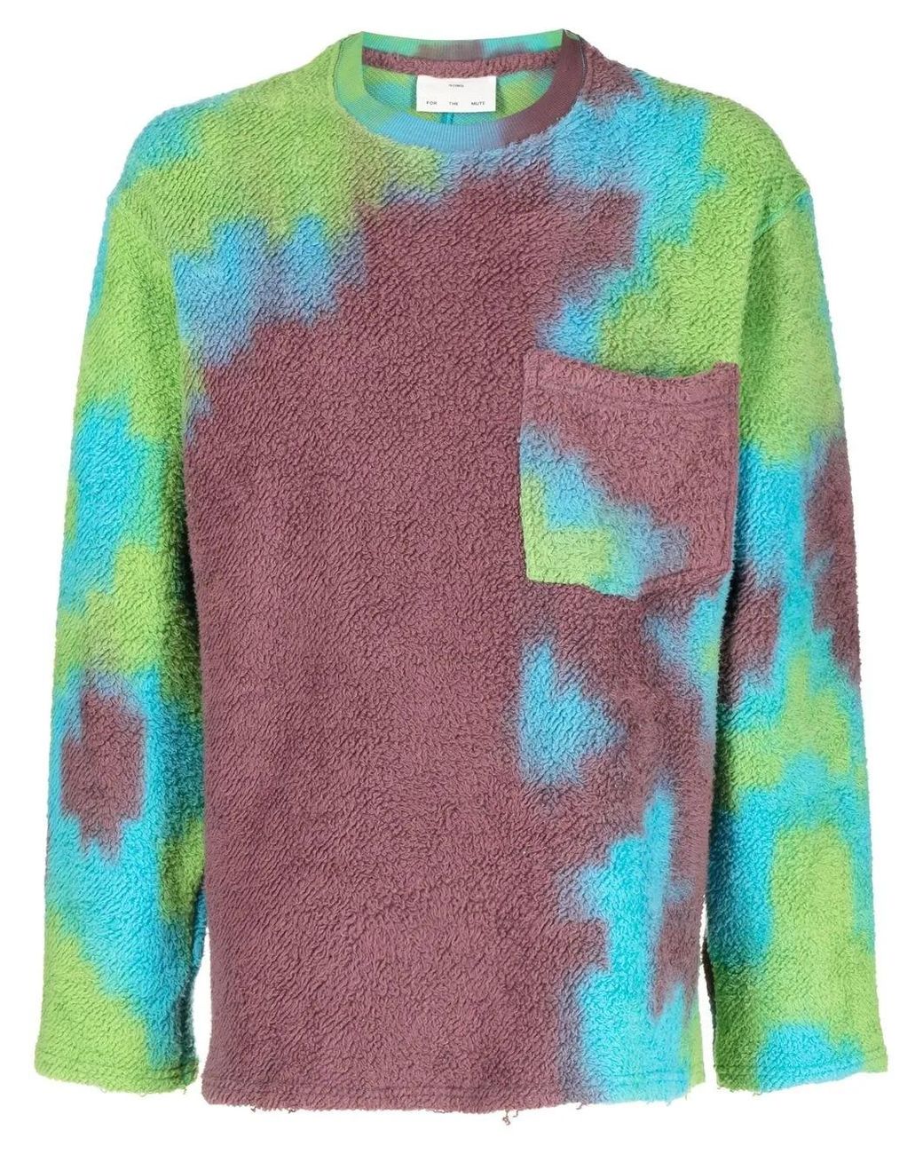 Song For The Mute Purple Abstract-Pattern Print Jumper for men