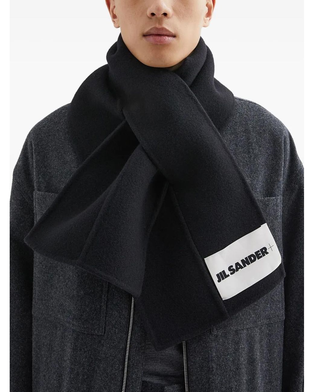 Jil Sander Black Virgin Wool Scarf