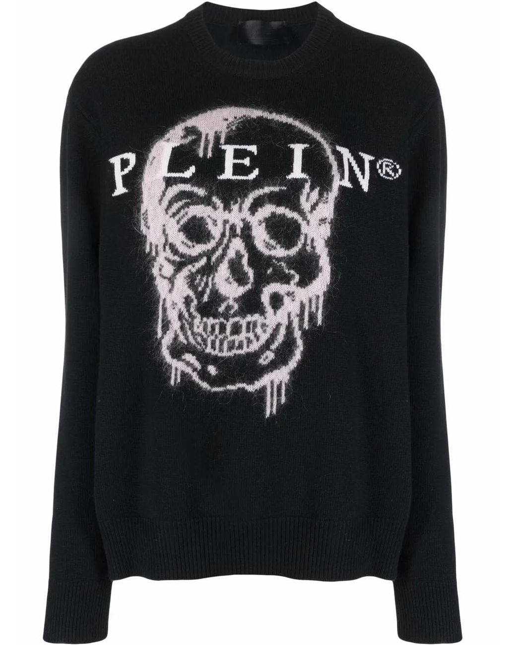 Philipp Plein Black Intarsia-Knit Skull Jumper