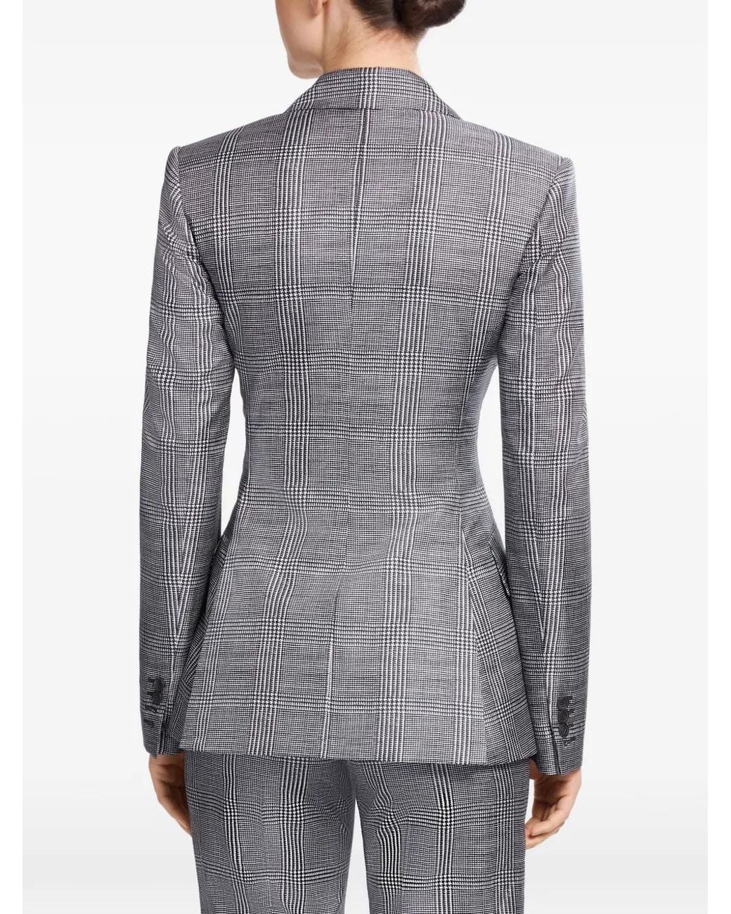 Elie Saab Gray Prince Of Wales Check Double-Breasted Blazer