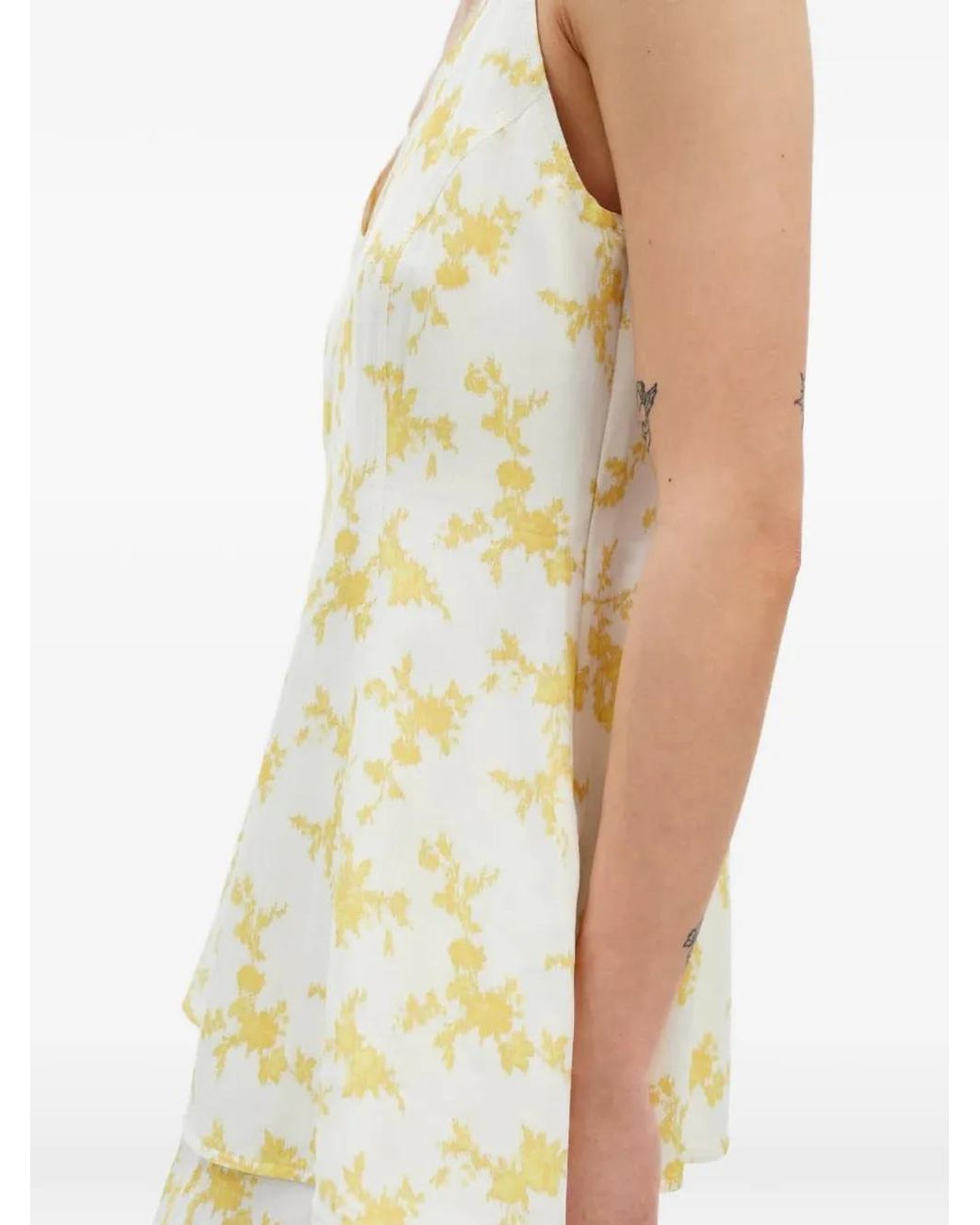 BITE STUDIOS White Floral-Print Spaghetti-Strap Top