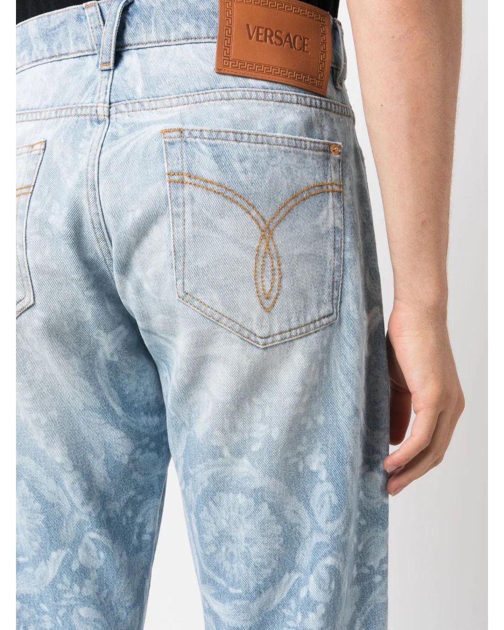 Versace Logo-Print Jeans With Classic Five-Pocket Design in Blue für Herren