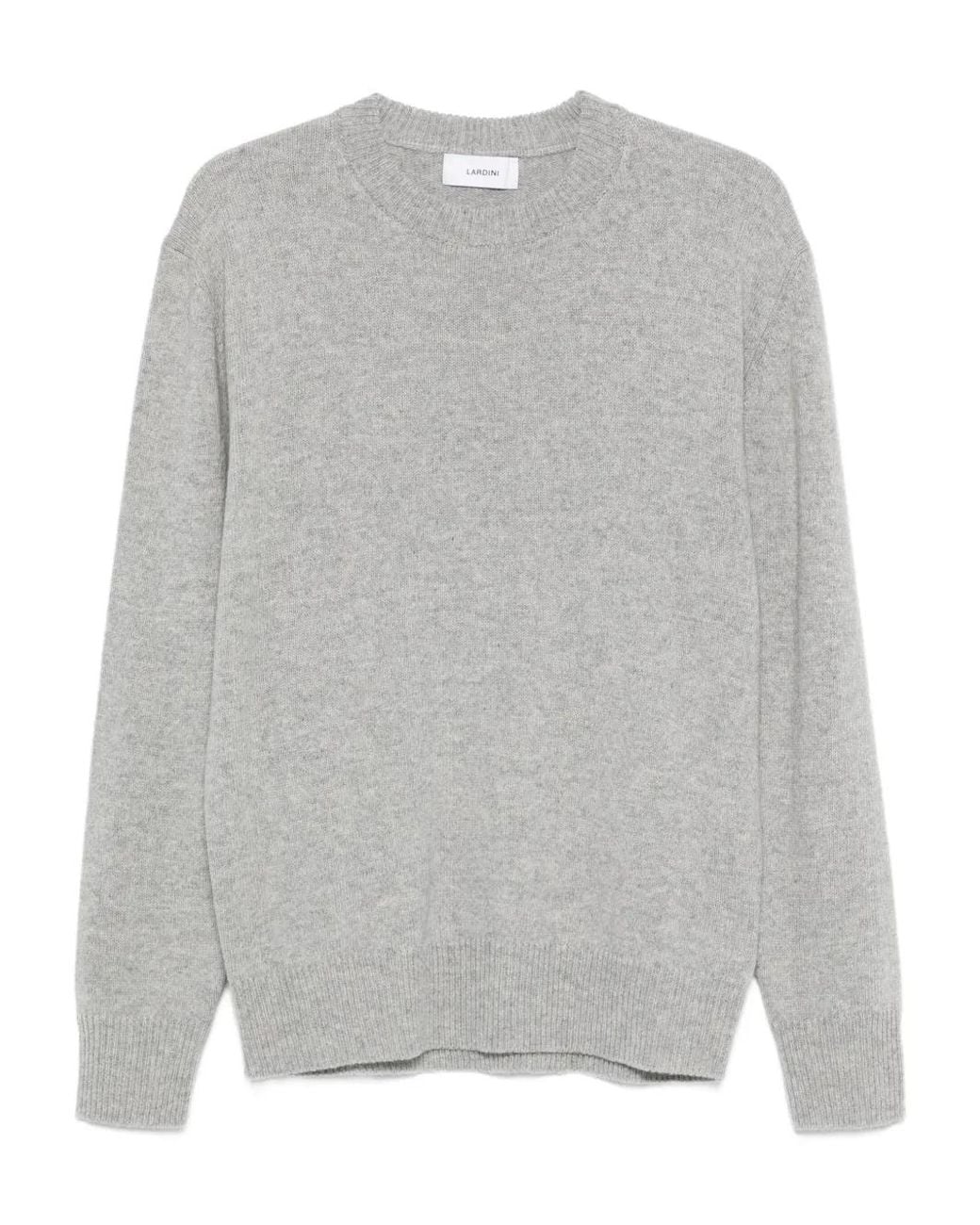 Lardini Gray Ribbed Crew-Neck Sweater for men