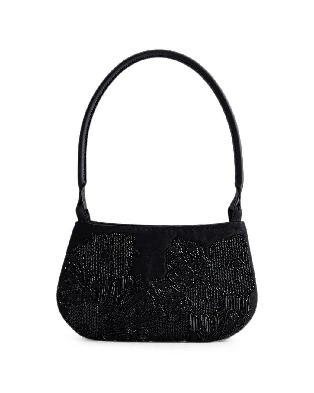 Shanghai Tang Black Sac Porté Épaule Lune À Ornements De Perles