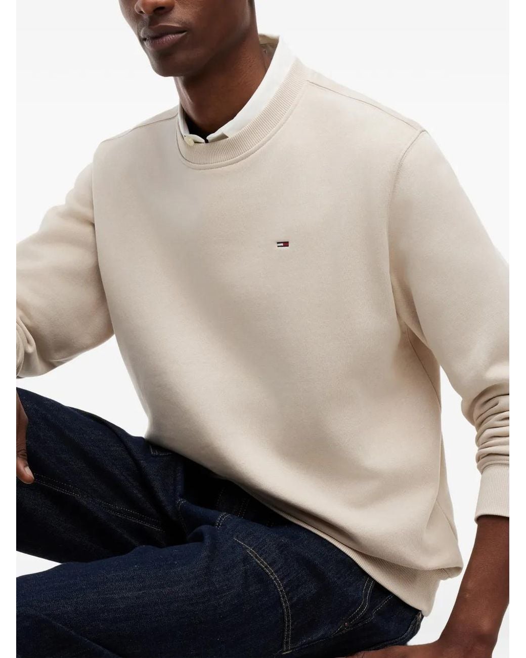 Tommy Hilfiger White Logo-Patch Sweatshirt for men
