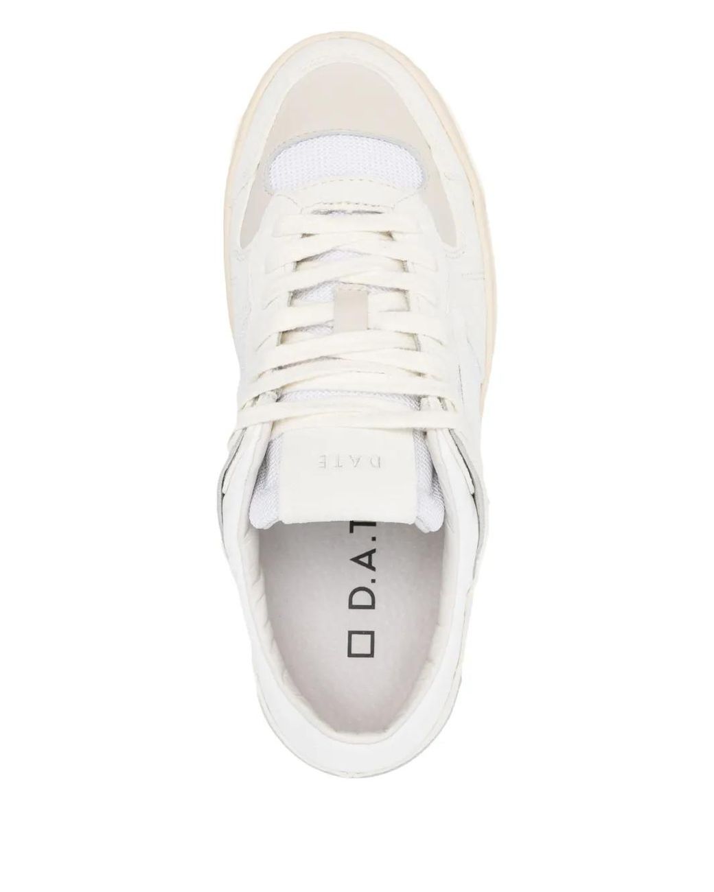 Date White Sneakers Mit Kontrasteinsätzen