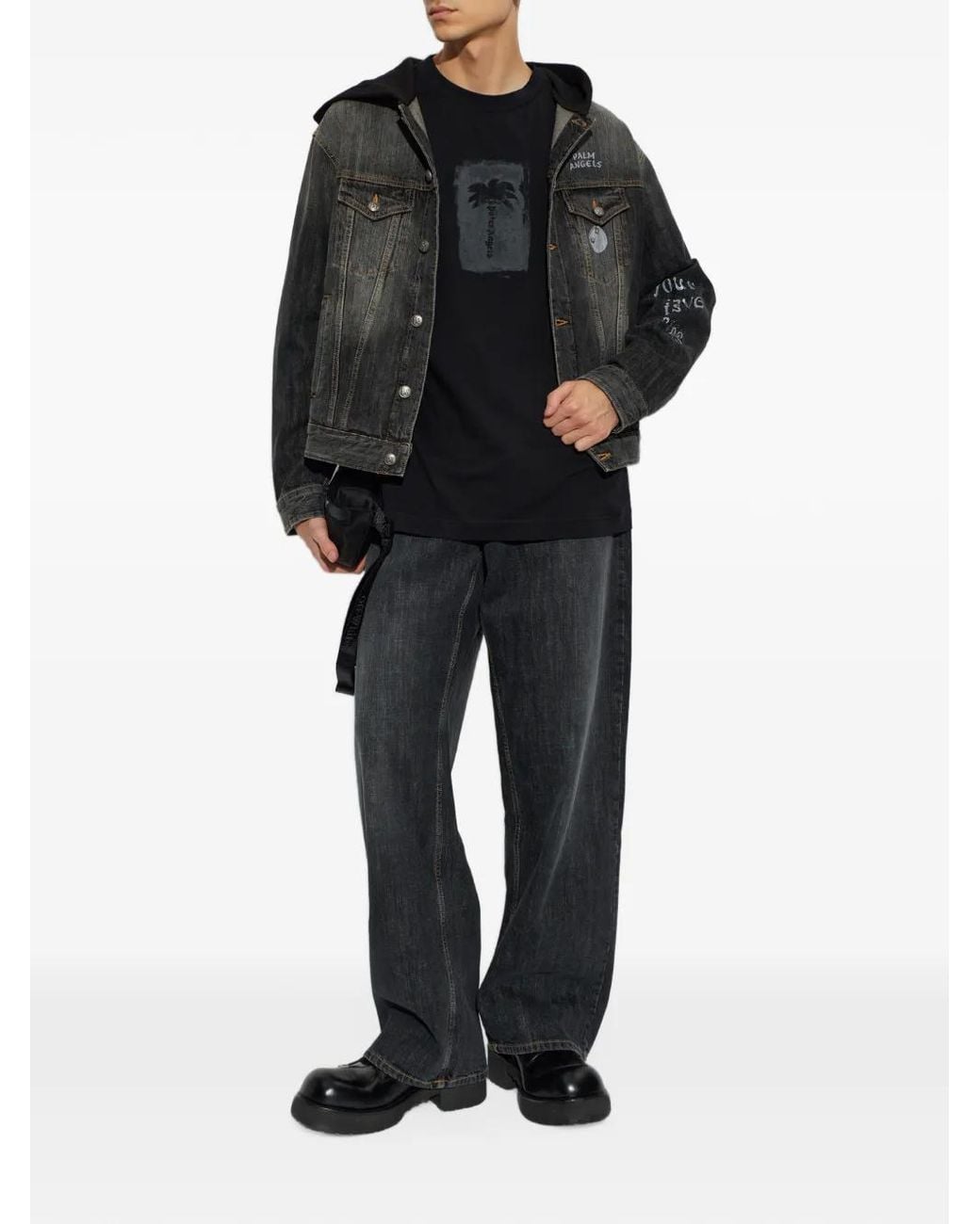 Palm Angels Black Five-Pocket Straight-Leg Jeans for men