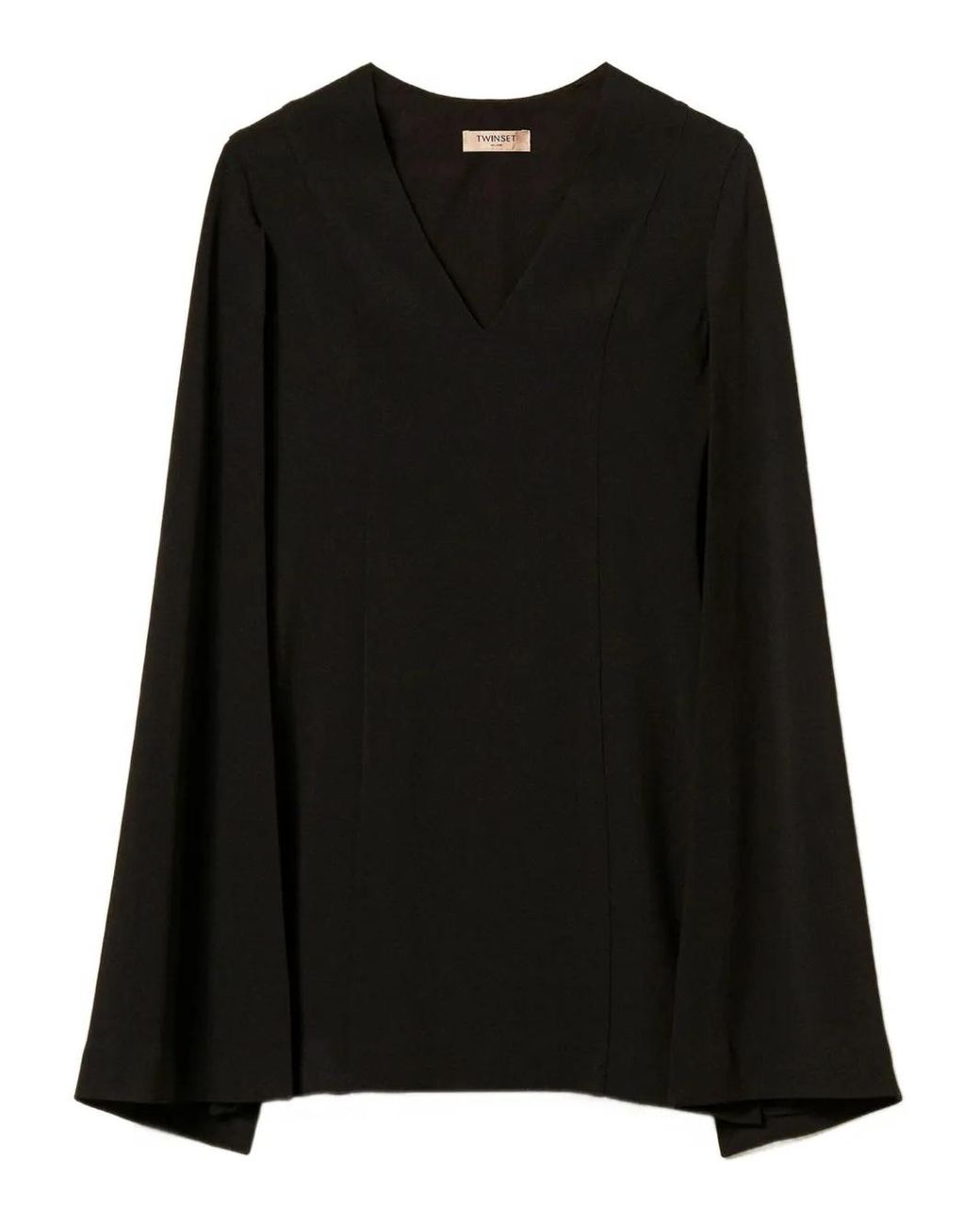 Twinset Black V-Neck Cape Dress