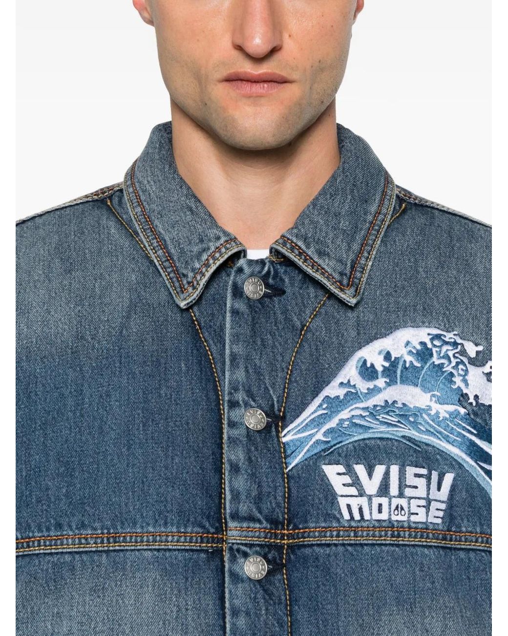 Moose Knuckles Blue X Evisu Graphic Print Jacket for men