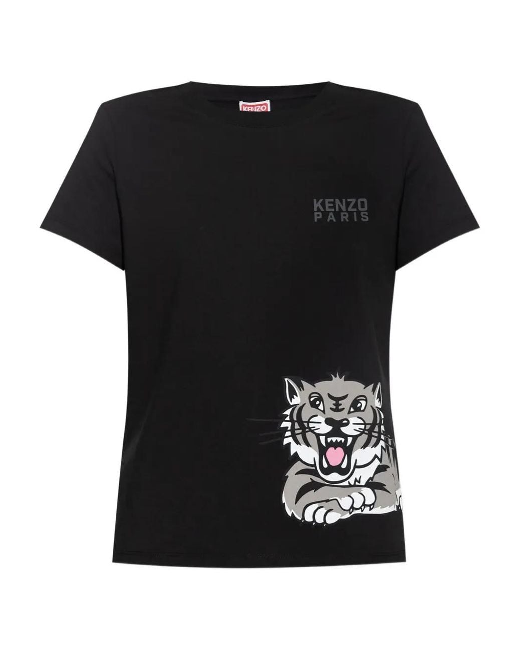 KENZO Black Tiger-Print Cotton T-Shirt