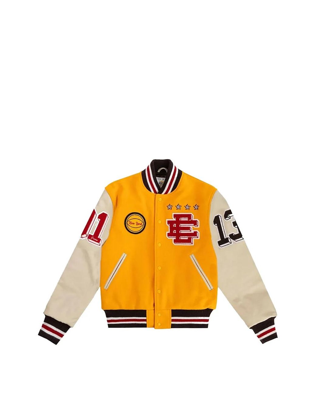 Eric Emanuel Orange Varsity Letterman Patch-Detail Varsity Jacket for men