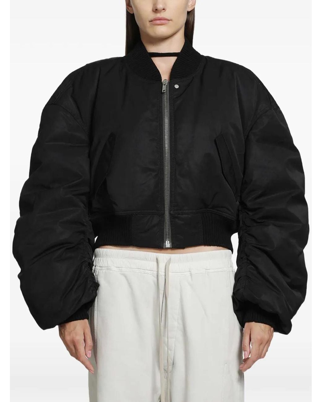 Rick Owens Black Secchia Cropped Flight Jacket