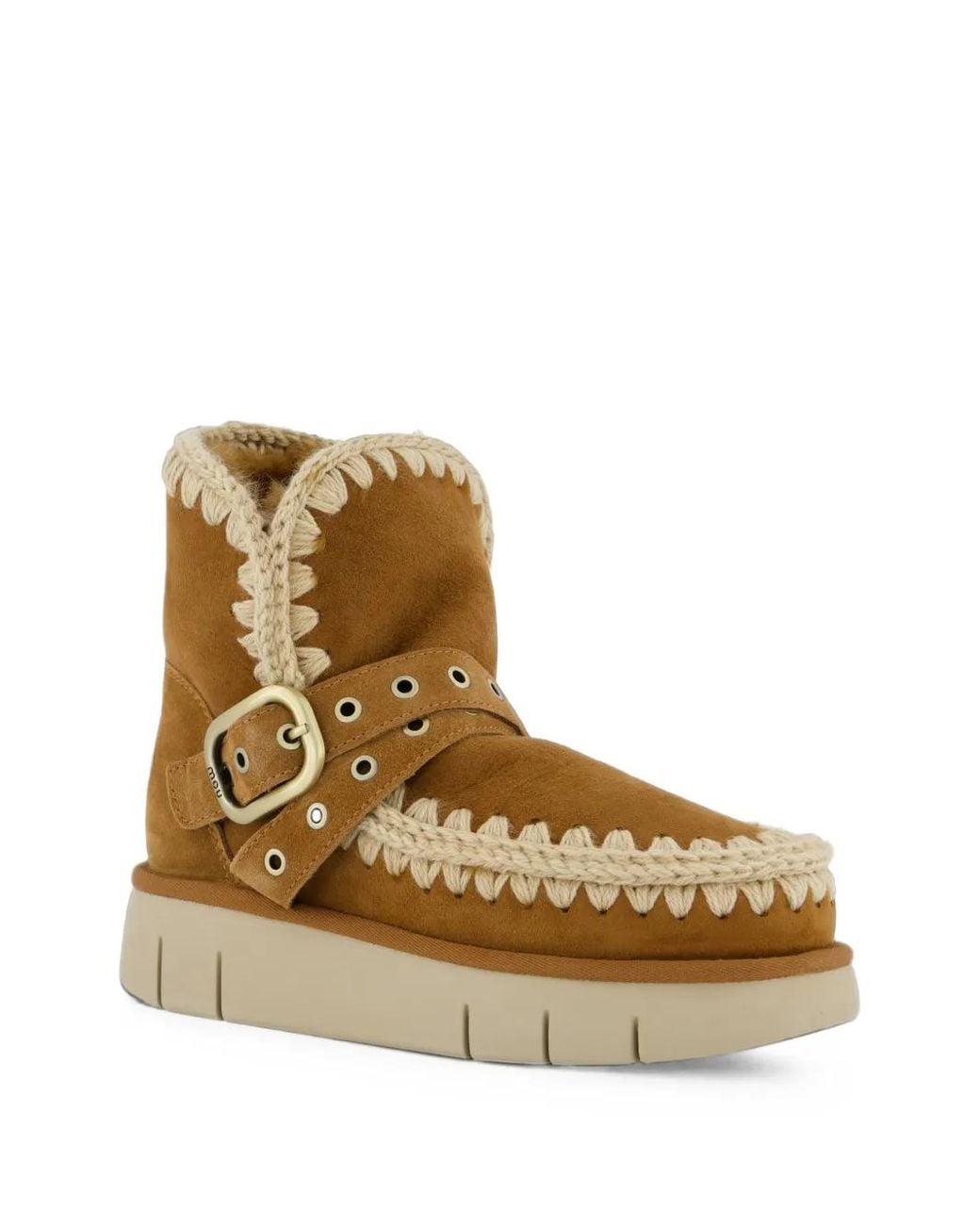 Mou Brown Eskimo Bounce Buckle-Strap Boots