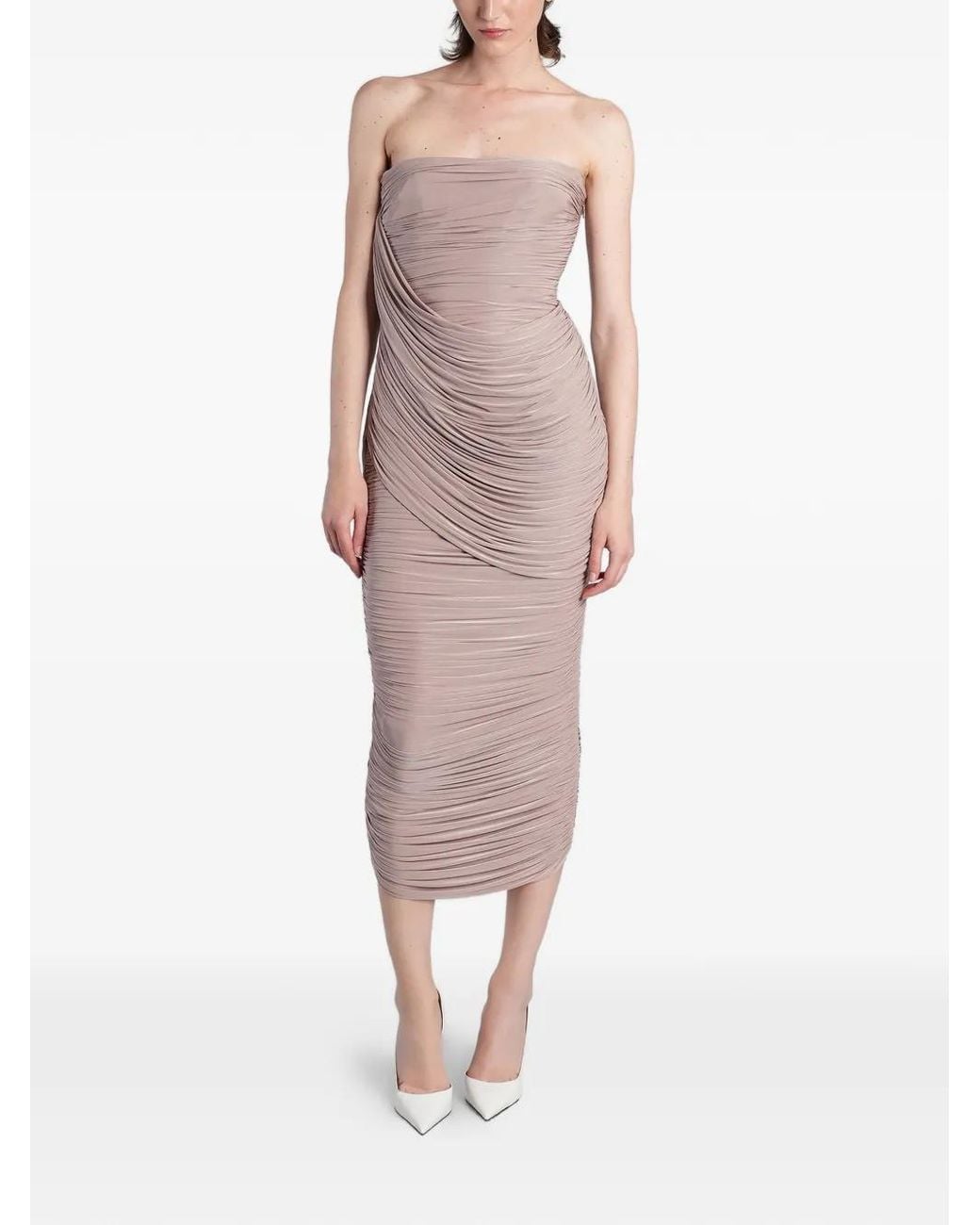 Alex Perry Pink Strapless Midi Dress