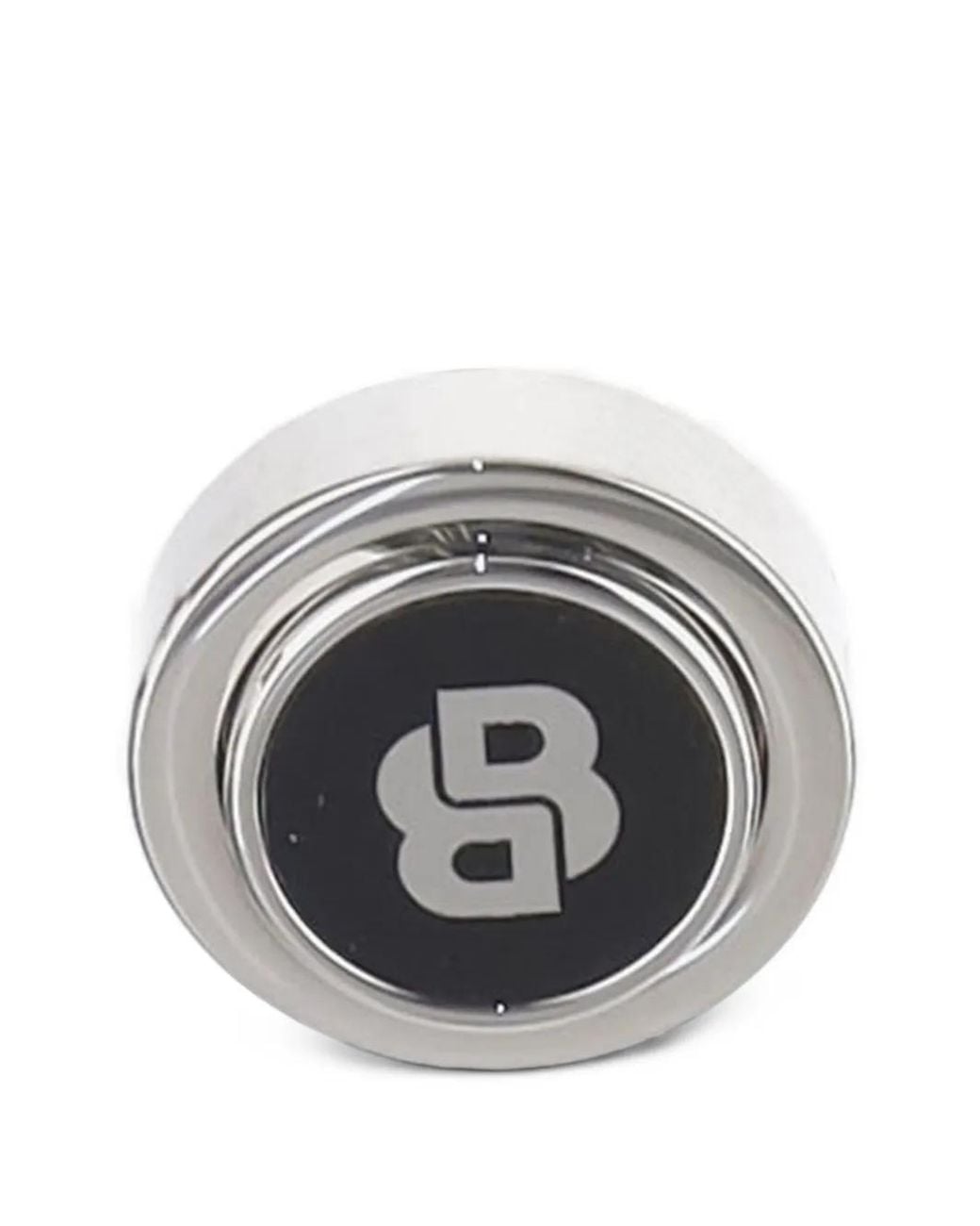 Boss White Monogram-Logo Round-Face Cufflinks for men