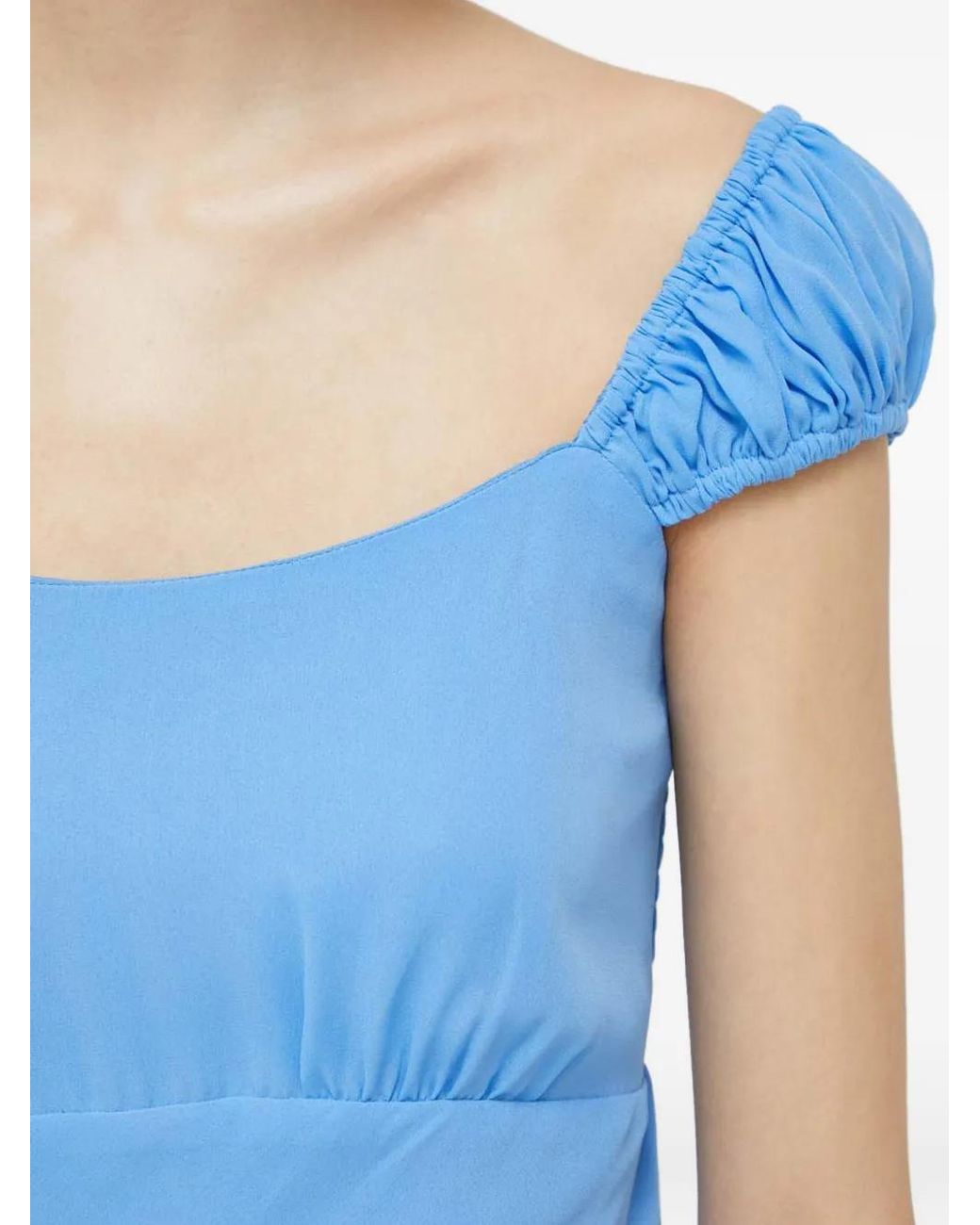 Abercrombie & Fitch Blue Gathered-Sleeve Maxi Dress